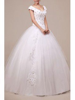 Organza Halter Floor Length Ball Gown Wedding Dress with Crystal