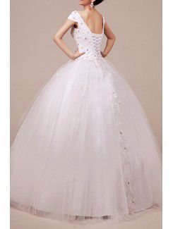 Organza Halter Floor Length Ball Gown Wedding Dress with Crystal