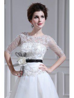 Lace Strapless Chapel Train Ball Gown Wedding Dress with Sequins