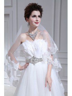 Organza Strapless Chapel Train Ball Gown Wedding Dress with Crystal