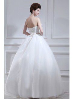 Organza Strapless Floor Length Ball Gown Wedding Dress