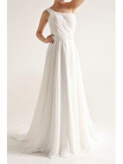 Chiffon One Shoulder Chapel Train A-line Wedding Dress