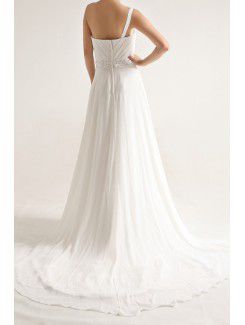 Chiffon One Shoulder Chapel Train A-line Wedding Dress