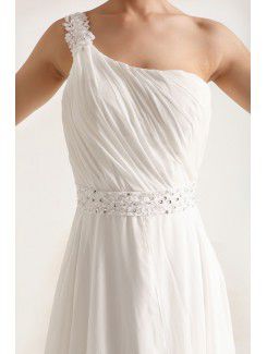 Chiffon One Shoulder Chapel Train A-line Wedding Dress