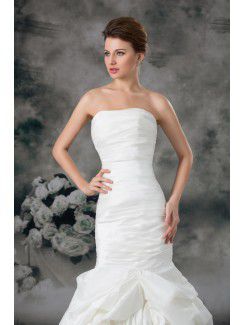 Taffeta Strapless Sweep Train Mermaid Wedding Dress