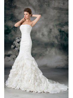 Taffeta Strapless Sweep Train Mermaid Wedding Dress