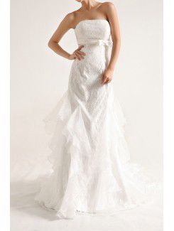 Organza Strapless Chapel Train Mermaid Wedding Dress