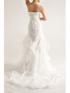 Organza Strapless Chapel Train Mermaid Wedding Dress