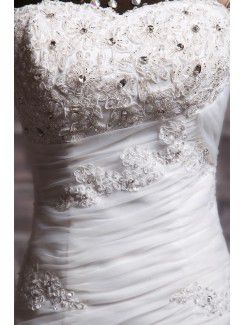 Net Strapless Chapel Train Sheath Wedding Dress with Sequins