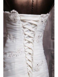 Net Strapless Chapel Train Sheath Wedding Dress with Sequins