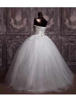 Net Strapless Floor Length Ball Gown Wedding Dress with Sequins