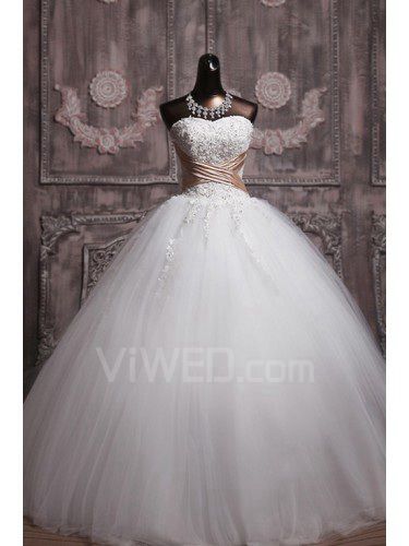 Satin longueur de plancher de bal robe de mariée robe bustier à paillettes