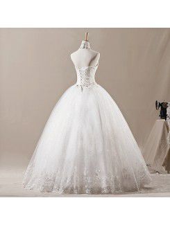 Net Halter Floor Length Ball Gown Wedding Dress with Sequins