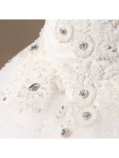 Net Halter Floor Length Ball Gown Wedding Dress with Sequins