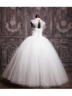 Organza Jewel Floor Length Ball Gown Wedding Dress with Sequins