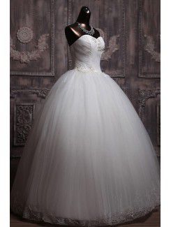 Net Sweetheart Floor Length Ball Gown Wedding Dress with Sequins