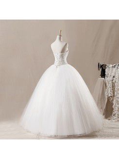 Net Strapless Floor Length Ball Gown Wedding Dress with Sequins