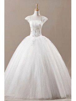 Net Strapless Floor Length Ball Gown Wedding Dress with Sequins