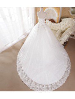 Organza Sweetheart Cathedral Train Ball Gown Wedding Dress with Crystal