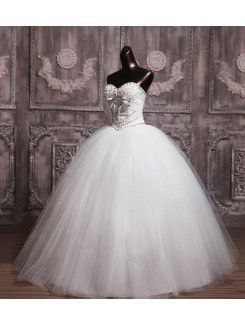 Organza Sweetheart Floor Length Ball Gown Wedding Dress with Crystal