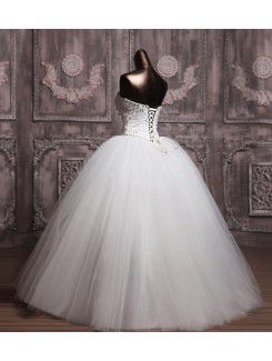 Organza Sweetheart Floor Length Ball Gown Wedding Dress with Crystal