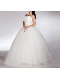 Net Sweetheart Floor Length Ball Gown Wedding Dress with Beading