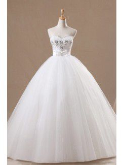 Organza kæreste gulvet længde bolden kjole brudekjole med krystal