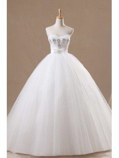 Organza sweetheart floor-lunghezza palla abito abito da sposa con cristalli