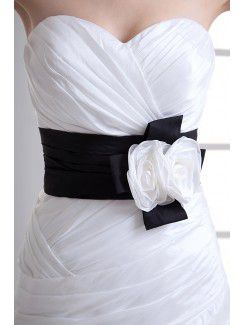 Taffeta Sweetheart A-line Sweep train Sash Wedding Dress