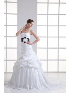 Taffeta Sweetheart A-line Sweep train Sash Wedding Dress