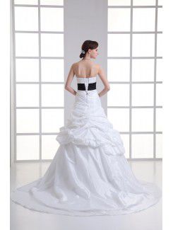 Taffeta Sweetheart A-line Sweep train Sash Wedding Dress