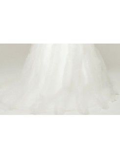 Lace Square Chapel Train A-line Wedding Dress with Embroidered