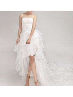 Satin Strapless Sweep Train Ball Gown Wedding Dress with Sequins