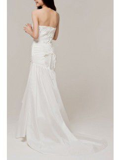 Satin Strapless Sweep Train Mermaid Wedding Dress with Sequins