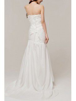 Satin Strapless Sweep Train Mermaid Wedding Dress with Sequins