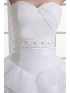 Organza Sweetheart A-line Sweep train Sash Wedding Dress