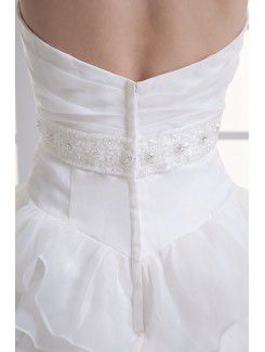 Organza Sweetheart A-line Sweep train Sash Wedding Dress