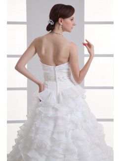 Organza Sweetheart A-line Sweep train Sash Wedding Dress