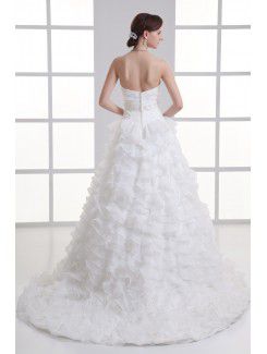 Organza Sweetheart A-line Sweep train Sash Wedding Dress