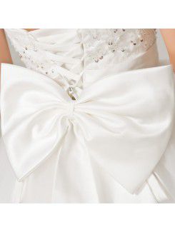 Satin Strapless Sweep Train Ball Gown Wedding Dress with Sequins