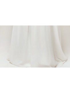 Chiffon Halter Sweep Train Empire Wedding Dress with Handmade Flowers