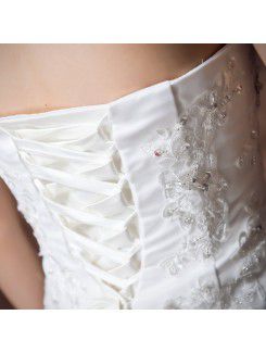 Satin Strapless Chapel Train Sheath Wedding Dress with Sequins
