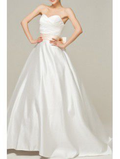 Satin Sweetheart Sweep Train A-line Wedding Dress