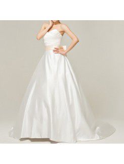 Satin Sweetheart Sweep Train A-line Wedding Dress