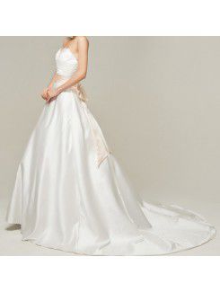 Satin Sweetheart Sweep Train A-line Wedding Dress