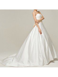 Satin Sweetheart Sweep Train A-line Wedding Dress