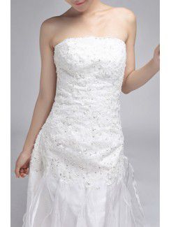 Chiffon Strapless Chapel Train A-line Wedding Dress with Sequins