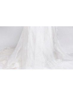 Chiffon Strapless Chapel Train A-line Wedding Dress with Sequins