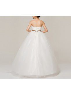 Satin Strapless Floor Length Ball Gown Wedding Dress with Sequins