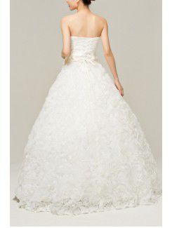 Satin Strapless Floor Length Ball Gown Wedding Dress with Sequins